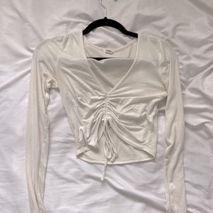 V neck Garage string long sleeve crop top